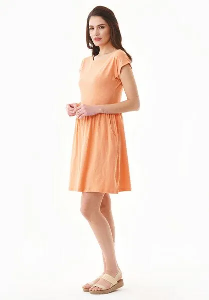 ORGANICATION ORGANICATION Slub-Jersey-Kleid aus Bio-Baumwolle, Shell coral, – Produktbild 2 von 4
