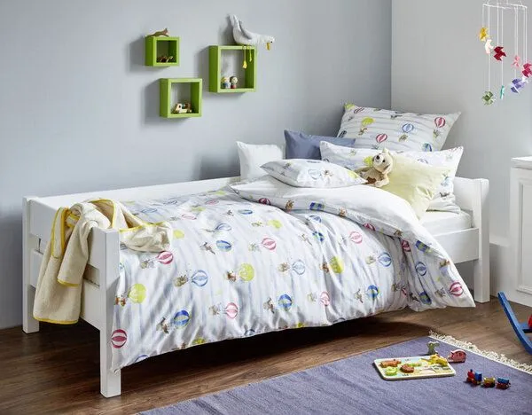 Cotonea Cotonea Bio Satin-Kinderbettwäsche Ballone, Design: ballone (blau), – Produktbild 1 von 3