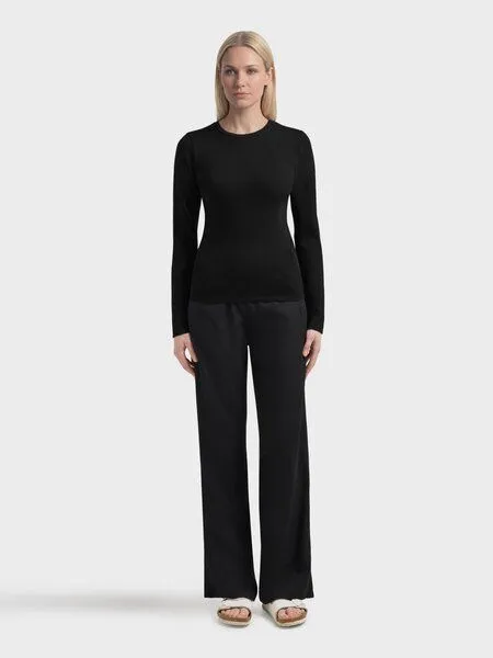 KnowledgeCotton Apparel KnowledgeCotton Apparel Langarmshirt - Rib Scoop neck long sleeved - aus Bio-Baumwolle, Schwarz (black jet), – Produktbild 2 von 3