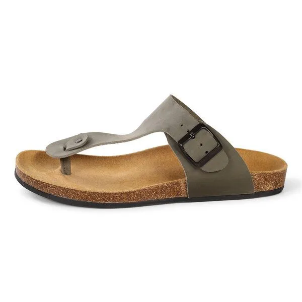 Fairticken Fairticken THULAR vegane "NoBuck" Unisex Zehentrenner Sandale, Grau (khaki), – Produktbild 2 von 4