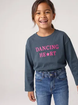 Vertbaudet Langarmshirt mit Flockprint Mädchen – Produktbild 1 von 1