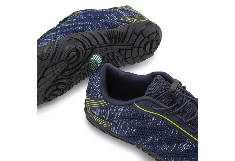 John Devin John Devin Freizeitschuh, Halbschuh, Turnschuh, Barfußschuh Sneaker mit elastischen Bändern für schnelles Reinschlüpfen, Unisex VEGAN, Blau|gelb, – Produktbild 5 von 5