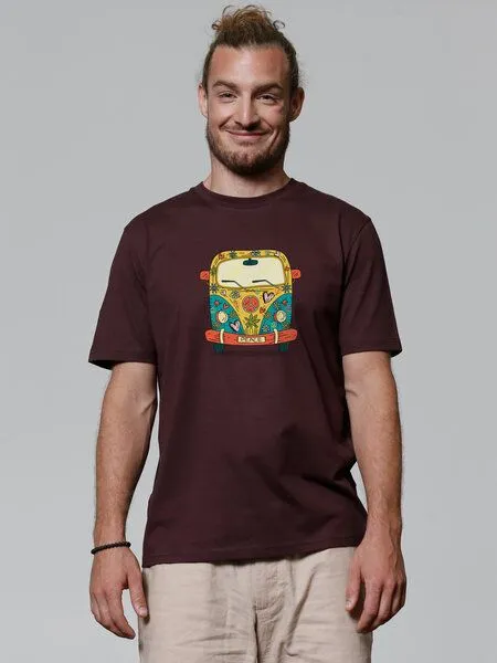 watapparel watapparel T-Shirt Unisex Hippies Bus, Red brown, – Produktbild 2 von 4