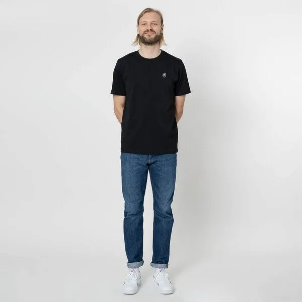 Fyngers Fyngers Unisex T-Shirt aus Biobaumwolle - Modell PEACE mit gestickter Veredelung, Schwarz, – Produktbild 1 von 3
