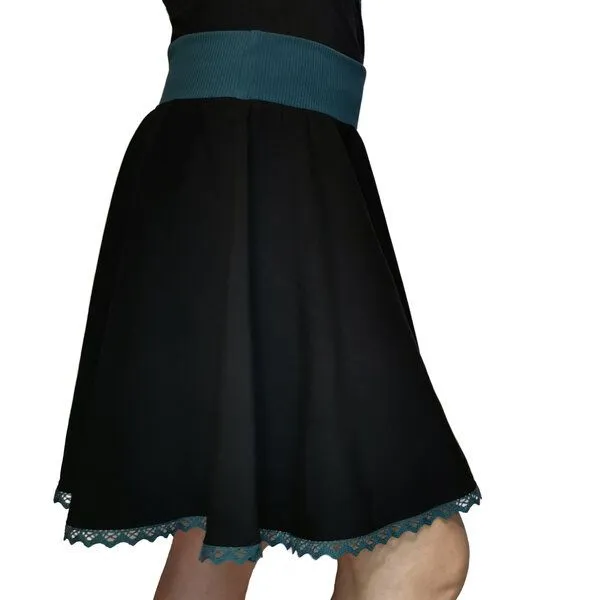 liebewicht liebewicht weiter Rock aus Bio Jersey für Damen, Schwarz/grün, – Produktbild 3 von 5