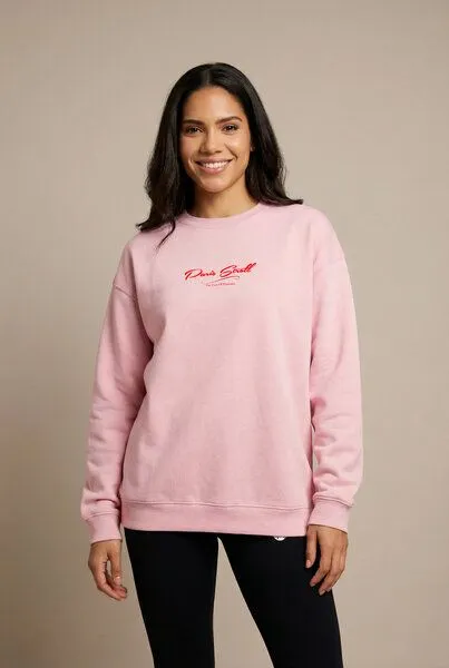THE FACE OF ELEMENTS The Face of Elements Paris Stroll Oversized Fit Sweatshirt aus 100% Bio-Baumwolle, Soft rose (rosa), – Produktbild 3 von 4