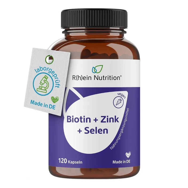 R(h)ein Nutrition R(h)ein Nutrition Biotin + Zink + Selen für Haut, Haare & Nägel Kapseln, 120 St., 24.2 g – Produktbild 5 von 5
