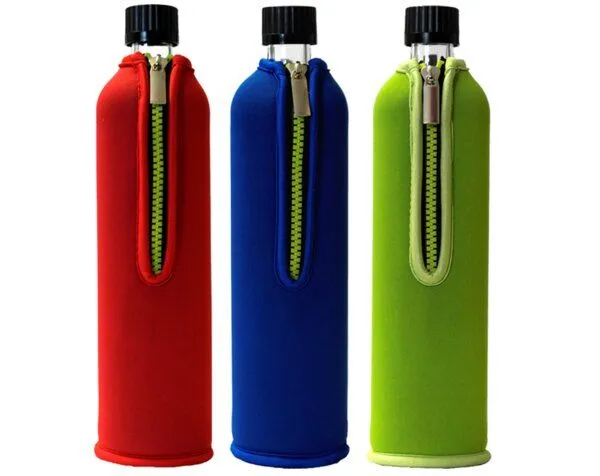 Dora's Dora's Glas-Trinkflasche (0,7l) – Mit isolierender Neoprenhülle, Blau, – Produktbild 2 von 3