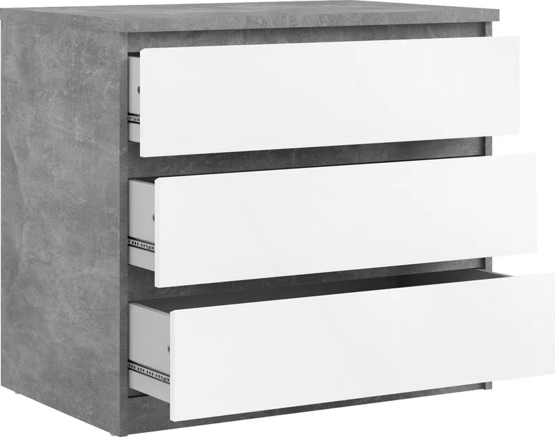 Home affaire Kommode Naia - 3 Schubladen mit griffloser Front, Made in Denmark (Breite: 77 cm, mehrere Farben), Viel Stauraum, zeitloses & skandinavisches Design, Metallgleiter, Grau, – Produktbild 1 von 5