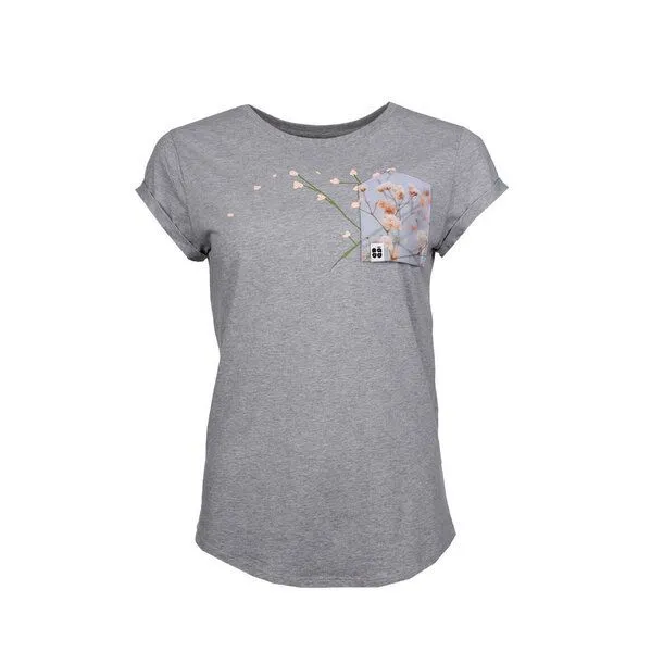 FÄDD FÄDD Damen T-Shirt Rundhals aus Bio-Baumwolle "SCHLEIERKRAUT BT", Grau meliert (grau), – Produktbild 1 von 3
