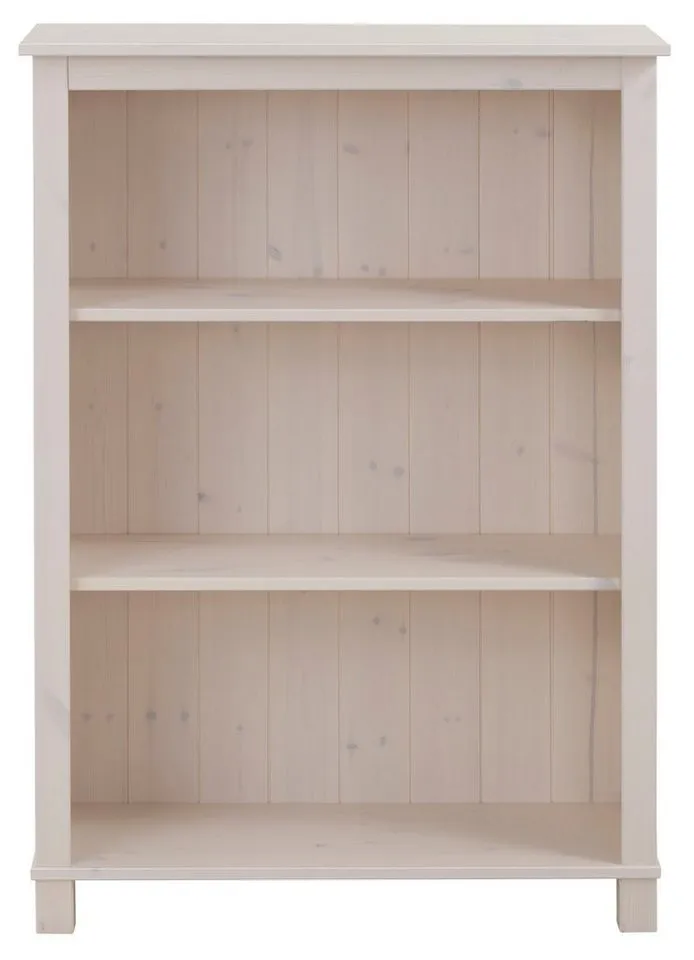 OTTO home Regal Pivo Bücherregal mit 2 verstellbaren Einlegeböden, natürliche Maserung, aus massivem Kiefernholz mit 3 Fächern, Höhe 106 cm, Weiß, – Produktbild 4 von 5