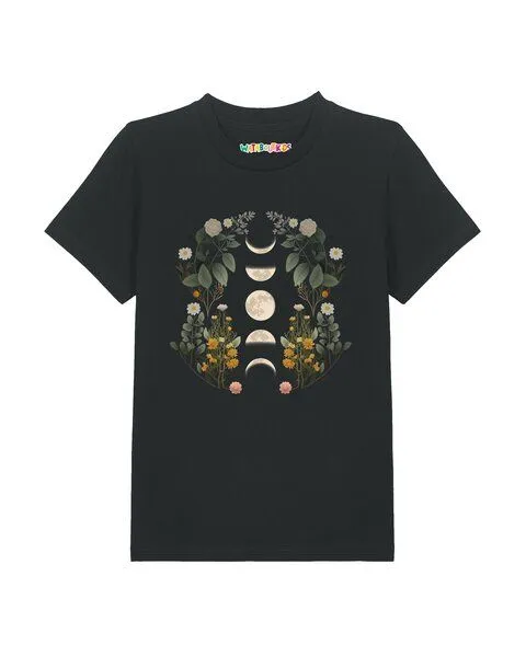 watabout.kids watabout.kids T-Shirt Kinder Moonphases & Flowers, Black, – Produktbild 1 von 2