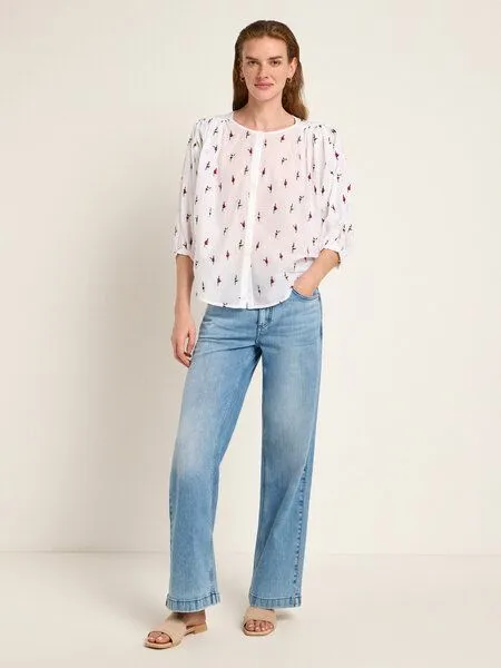 LANIUS LANIUS Blusenshirt (OCS) mit Stickerei aus Bio-Baumwolle, Off white, – Produktbild 2 von 4