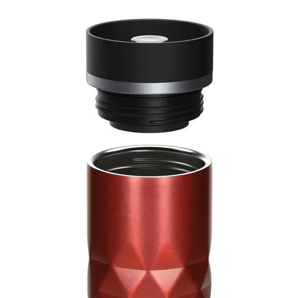 elasto elasto Edelstahl Thermobecher Diamond - 450 ml - auslaufsicherer Verschluss, Rubin rot, – Produktbild 2 von 4