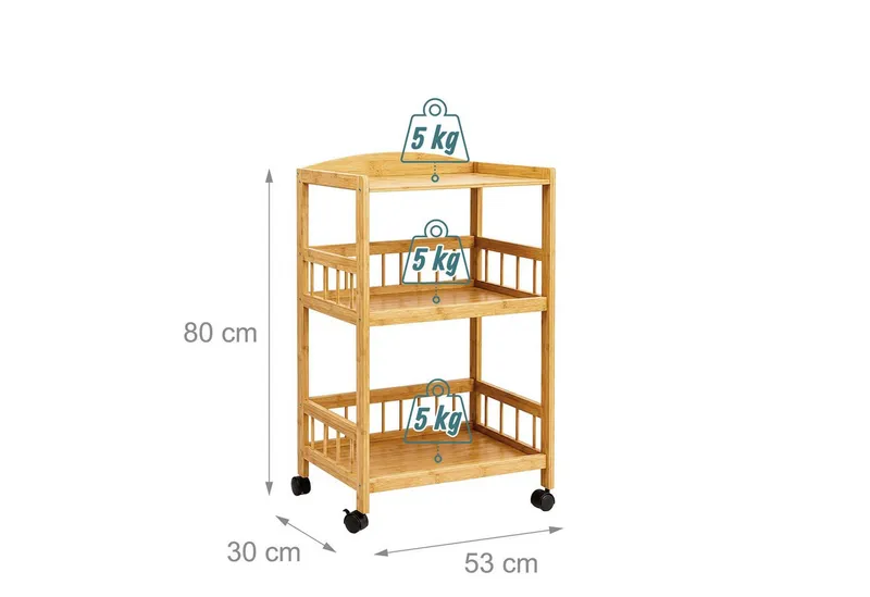 RELAXDAYS RELAXDAYS Küchenwagen Servierwagen Bambus, (1 St), Braun, – Produktbild 4 von 5