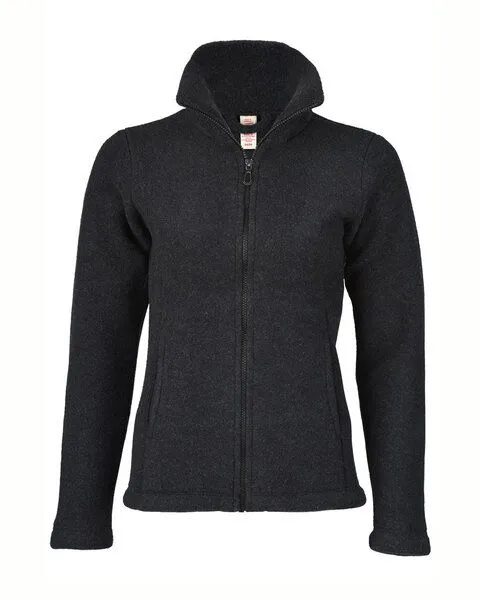 Engel Engel Damen Fleece-Jacke mit Reißverschluss Schurwolle, Schwarz-melange, – Produktbild 1 von 4
