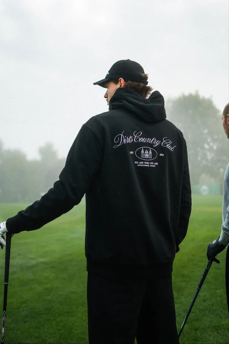 DIRTS DIRTS Herren vegan Hoodie Classic Country Club Schwarz, Schwarz, – Produktbild 2 von 2
