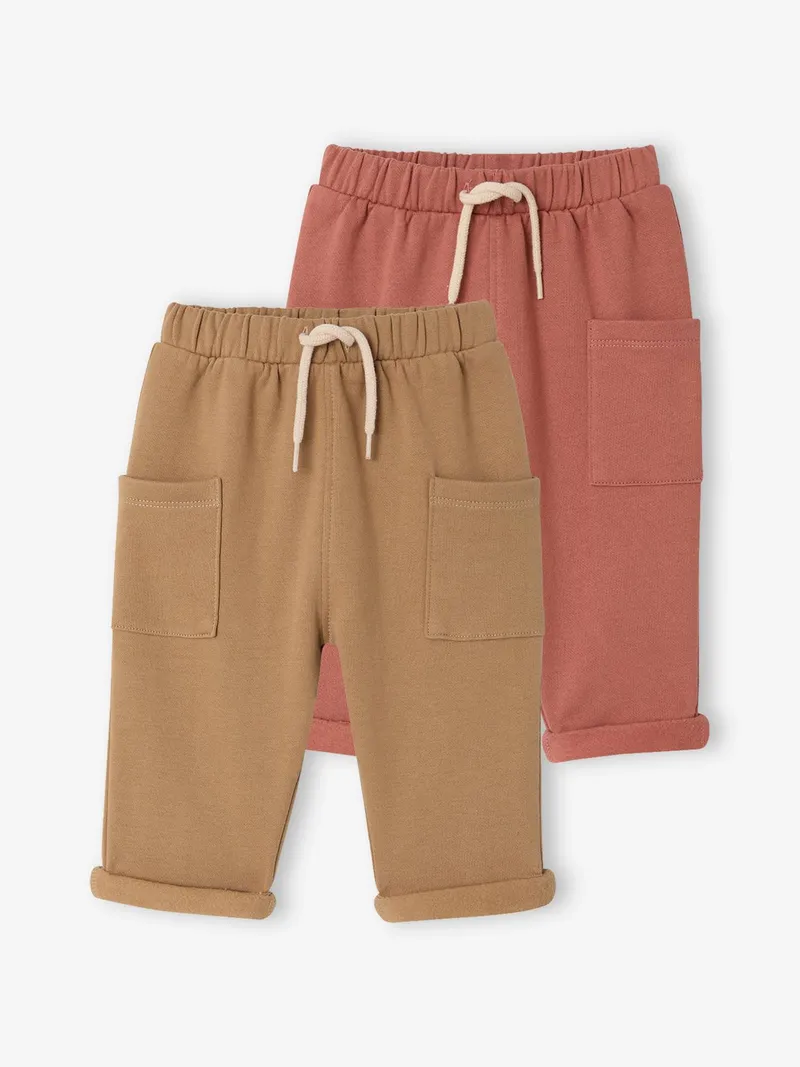 Vertbaudet 2er-Pack Baby Jogginghosen aus Sweatware, Terrakotta, – Produktbild 1 von 3