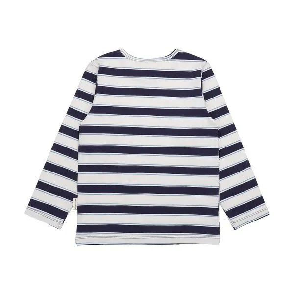Walkiddy Walkiddy Kinder Langarmshirt GOTS-zertifiziert aus Bio-Baumwolle blau-weiß gestreift, Dunkel blau, – Produktbild 3 von 3