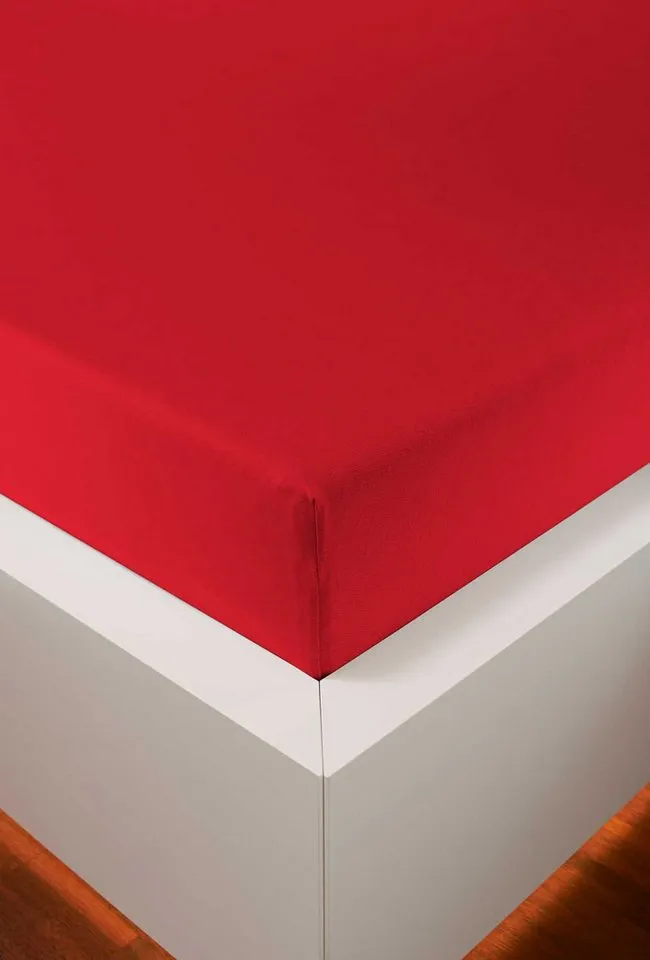 bellana Spannbettlaken bellana deluxe mit Elasthan, Jersey 230 g/m², Premium-Qualität, Jersey-Elasthan, Gummizug: rundum, (1 Stück), mit 5% Elasthan, für Matratzen bis 35cm Höhe, bügelfrei, faltenfrei, Rot, – Produktbild 2 von 6