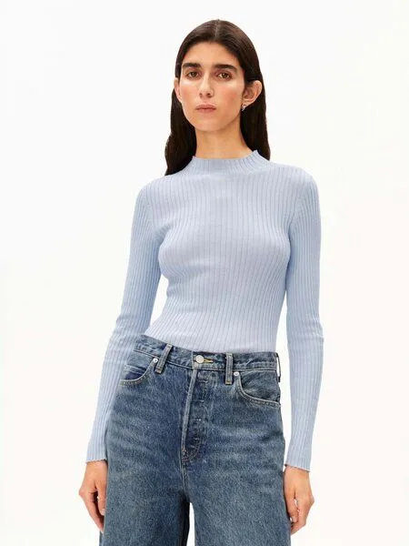 ARMEDANGELS ARMEDANGELS ALAANIA Damen Pullover Slim Fit aus Bio-Baumwolle, Mistblue, – Produktbild 1 von 4