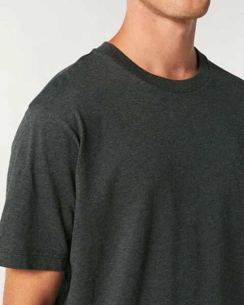 YTWOO YTWOO Unisex T-Shirt mit lässigem Schnitt für Sie und Ihn aus Bio-Baumwolle, Dunkelgrau meliert, – Produktbild 2 von 4