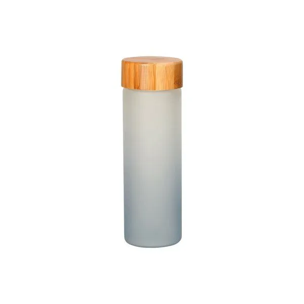 elasto elasto Glasflasche "Frosted" - Trinkflasche mit matten Farbverlauf fürs Büro, Grau, – Produktbild 2 von 7