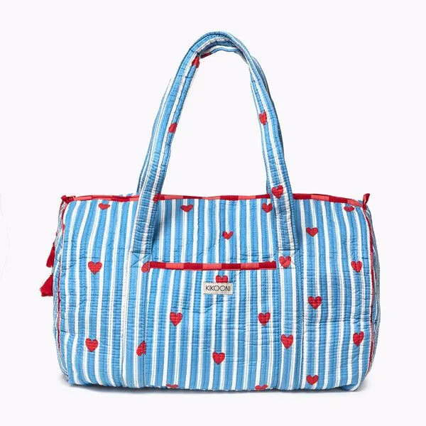 KIKOONI KIKOONI handgefertigte große Baumwolltasche "K. Shopper", "love edition" blue, – Produktbild 1 von 3