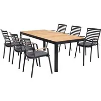 Gartenmöbel-Set "Portals" 6 Stühle, 1 Tisch 209 x 95, schwarz – Produktbild 1 von 1