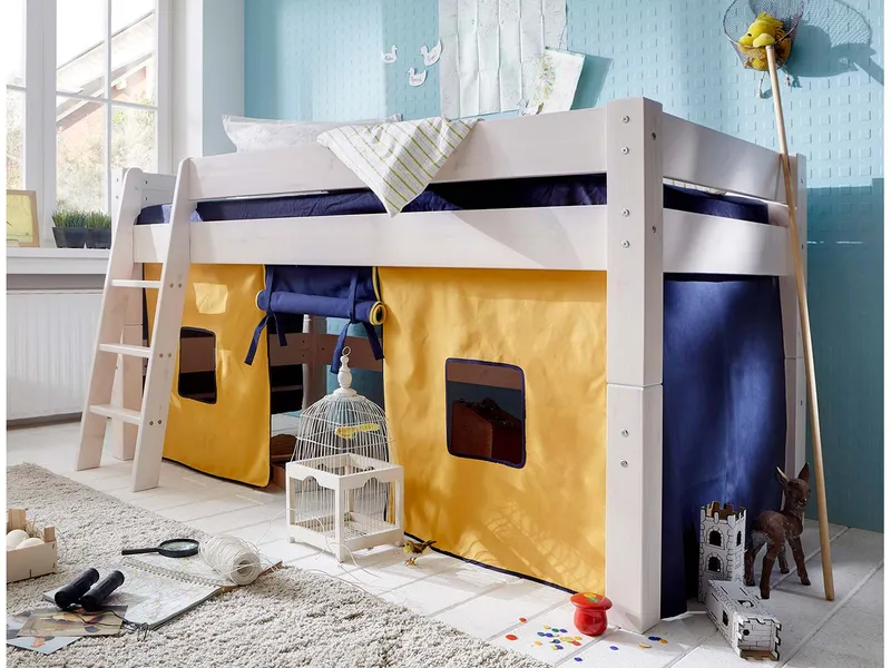 Hochbett "Tobykids" halbhoch B90xT200xH110 cm, Kiefer weiß – Produktbild 1 von 1