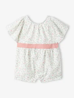Vertbaudet Baby Kurzoverall mit Blumenmuster und Schleife – Produktbild 1 von 1