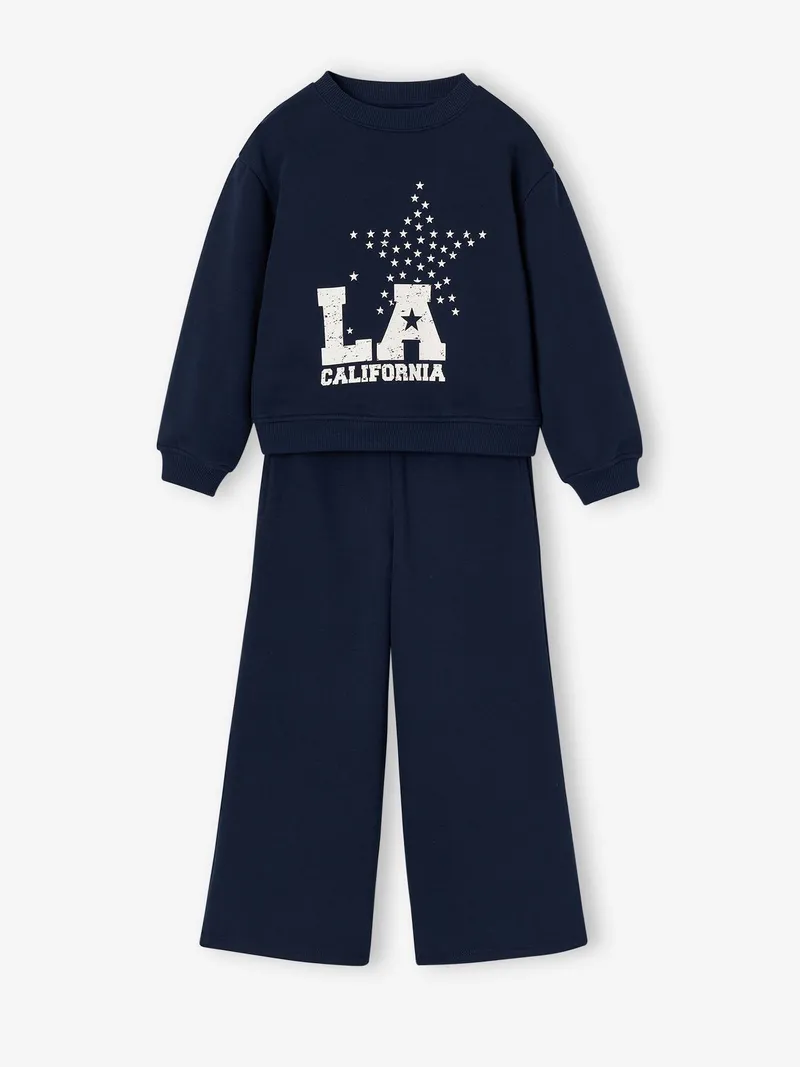 Vertbaudet Sport-Set aus Sweatshirt und Jogginghose LA California Mädchen, Marine, – Produktbild 1 von 4