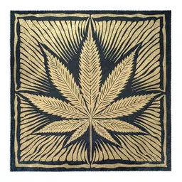 Veskor Cassiopeia Veskor Cassiopeia CANNABIS BLATT Marihuana Pflanzen Linoldruck | 40 × 40 cm | Bronze auf Schwarz – Produktbild 1 von 1