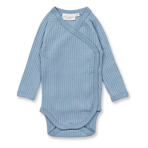 Sense Organics sense-organics Wickel Langarmbody, Modell YGON, Helles denimblau, – Produktbild 1 von 4