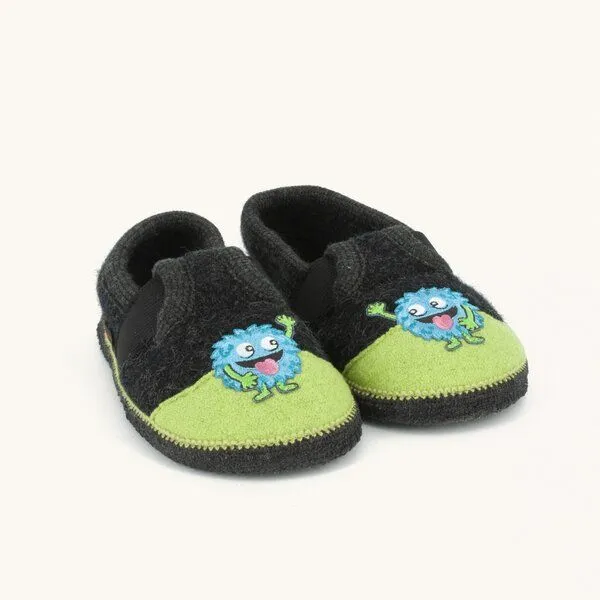 Kitz-Pichler Kitz-Pichler Bobby Floh Kinder-Hausschuh für Jungen & Mädchen aus 100% Schurwolle, Schwarz, – Produktbild 1 von 4