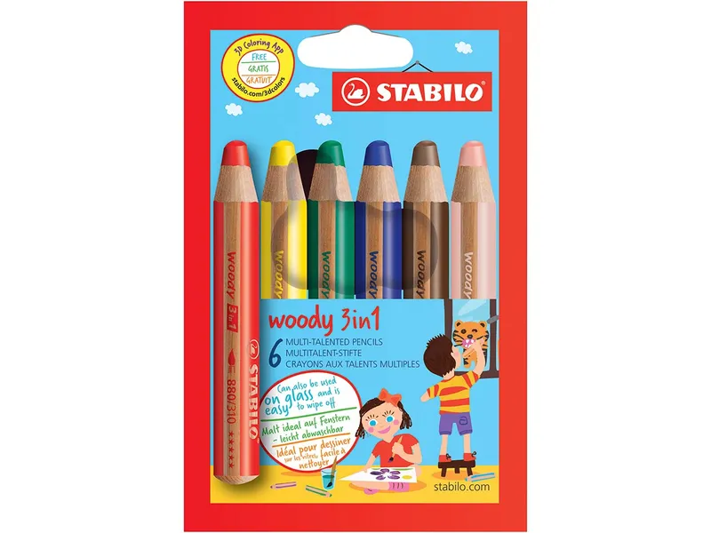 Stabilo STABILO Multitalent-Stift "woody 3 in 1", 6 Stk. – Produktbild 2 von 2