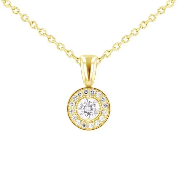 Eppi Eppi Halo-Anhänger mit Moissaniten und Diamanten Merryn, Gold, – Produktbild 1 von 4
