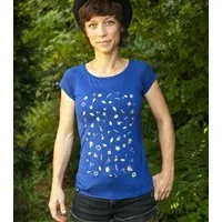 päfjes päfjes Goldene Blüten & Blätter - Fair gehandeltes Frauen T-Shirt mit TENCEL Lyocell, Blau, – Produktbild 1 von 1