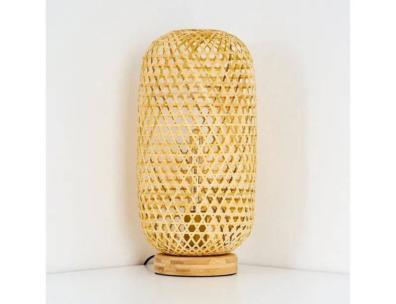 hofstein Tischleuchte »Bergeggi« 1-flammige Tischlampe aus Bambus in Natur, ohne Leuchtmittel, Lichteffekt u. An-/Ausschalter, E27, Beige|braun, – Produktbild 4 von 4
