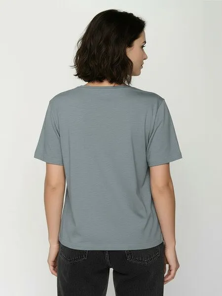 GreenBomb GREENBOMB Bird Look Nova - Kastiges T-Shirt aus Bio-Baumwolle / hochwertiger Print / GOTS / Fair & Vegan, Grau (fogstone), – Produktbild 4 von 4