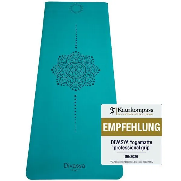 Divasya Divasya Yogamatte Naturkautschuk | rutschfester japanischer Grip | 6 Farben | Gurt & Hülle, Happy petrol, – Produktbild 3 von 4