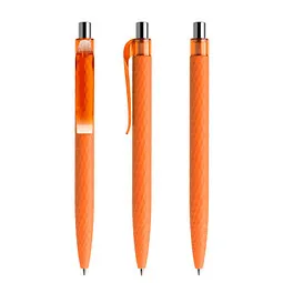 prodir prodir® Druckkugelschreiber QS01 Soft Touch PRT Push, blaue Mine, orange/silber poliert, Silber / orange, – Produktbild 1 von 1