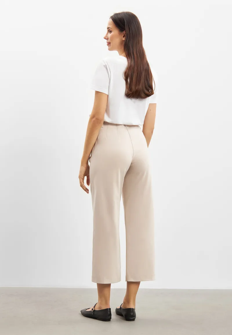 LAURIE LAURIE Damen vegan Lose Crop-Hose Donna Grey Sand, Beige, – Produktbild 1 von 2