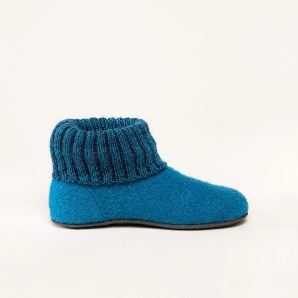 Gottstein Gottstein Kinder-Hüttenschuh Alpine Boot FE - Kinderhausschuh für Mädchen & Jungen aus 100% Schurwolle, Blau, – Produktbild 4 von 6