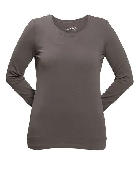 Dunque Damen Shirt Langarm Baumwolle (Bio) mit Elasthan, Grau, – Produktbild 1 von 1