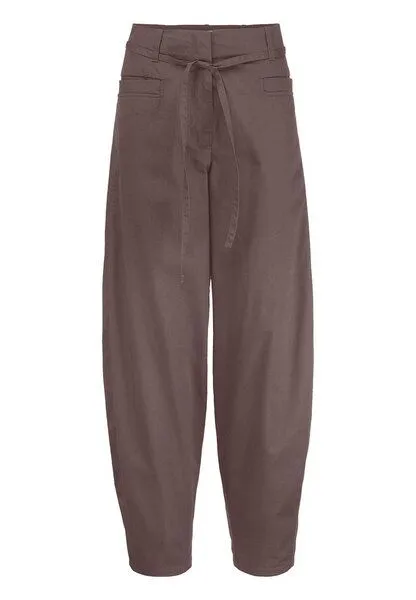 hessnatur hessnatur Gewebe Hose Barrel Leg aus Bio-Baumwolle mit Elasthan, Mocca, – Produktbild 4 von 5
