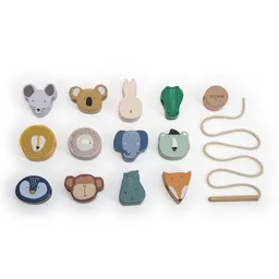 TRIXIE Trixie – WOODEN ANIMAL LACING BEADS - Fädelspiel aus Holz mit Tierfiguren – Produktbild 1 von 1