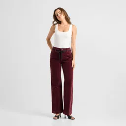 DAWN DEW Flared Corduroy - French Pocket - Plum Red Wine - Plum Wine Red / 28 / 32 – Produktbild 1 von 1