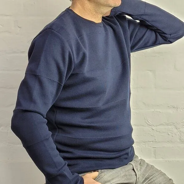 Wunderwerk Wunderwerk crewknit p. milano structure-stripe, 695 old navy (blau), – Produktbild 1 von 2