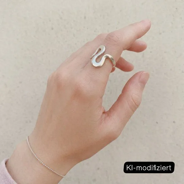 ELEKTROPULLI ELEKTROPULLI Größenverstellbarer Round Ring ca. 2 cm breit, Silber, – Produktbild 4 von 4